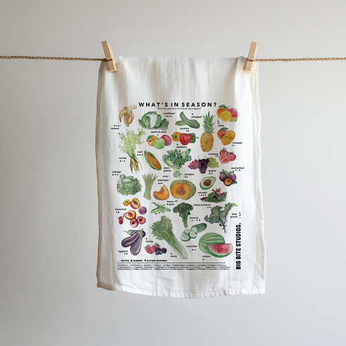 Big Bite Studio Linen Tea Towel - What's in Season